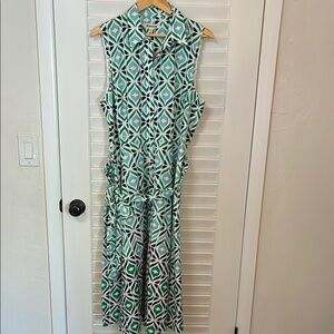 Boden Geometric Green and Blue Blouse